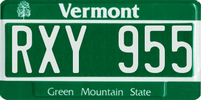 VT license plate RXY955
