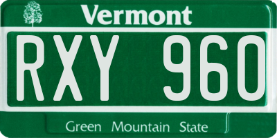 VT license plate RXY960