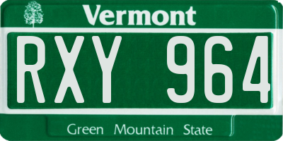 VT license plate RXY964
