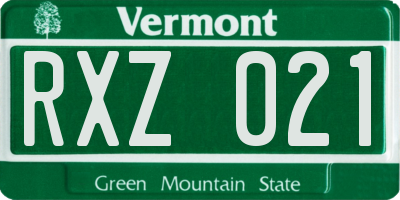 VT license plate RXZ021