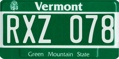 VT license plate RXZ078