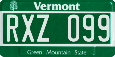 VT license plate RXZ099