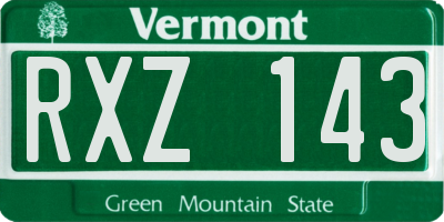 VT license plate RXZ143