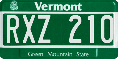 VT license plate RXZ210