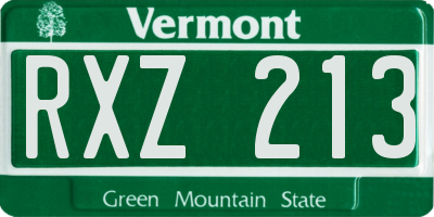 VT license plate RXZ213