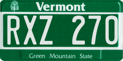 VT license plate RXZ270