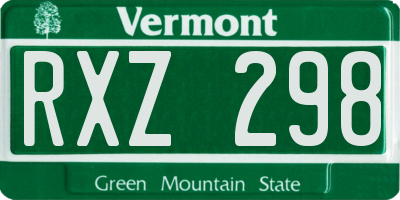 VT license plate RXZ298