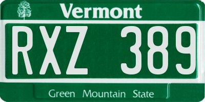 VT license plate RXZ389