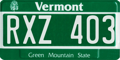 VT license plate RXZ403