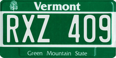 VT license plate RXZ409