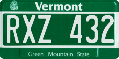 VT license plate RXZ432