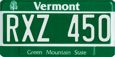 VT license plate RXZ450