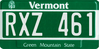 VT license plate RXZ461