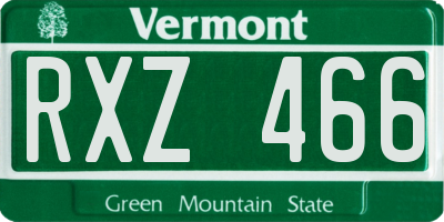VT license plate RXZ466