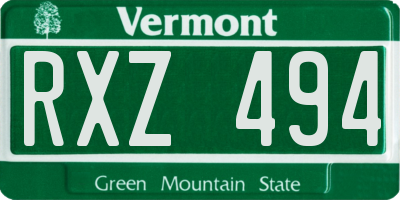 VT license plate RXZ494