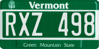 VT license plate RXZ498