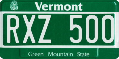 VT license plate RXZ500
