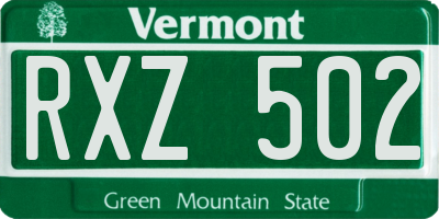 VT license plate RXZ502