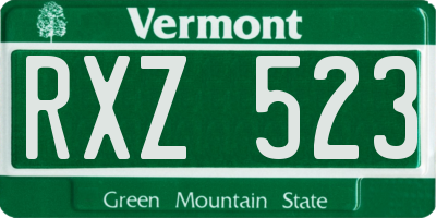 VT license plate RXZ523