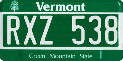 VT license plate RXZ538