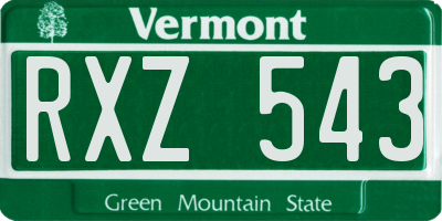 VT license plate RXZ543