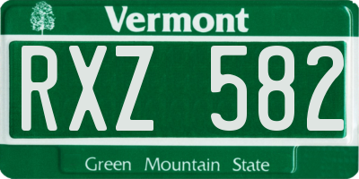 VT license plate RXZ582