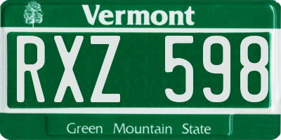 VT license plate RXZ598