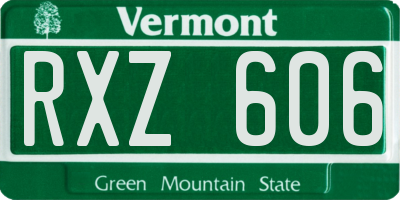 VT license plate RXZ606