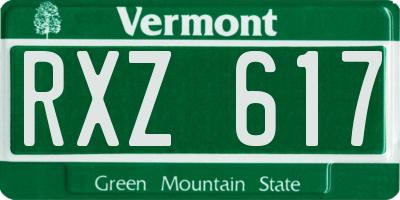 VT license plate RXZ617