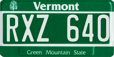 VT license plate RXZ640