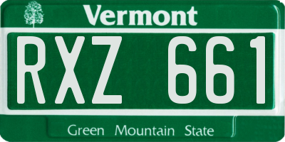 VT license plate RXZ661