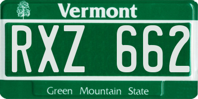 VT license plate RXZ662