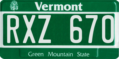 VT license plate RXZ670