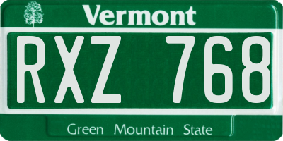 VT license plate RXZ768