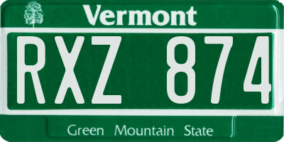 VT license plate RXZ874