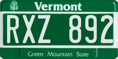 VT license plate RXZ892