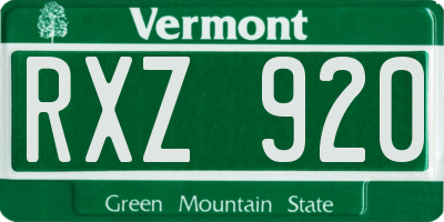 VT license plate RXZ920