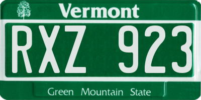VT license plate RXZ923