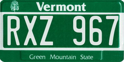 VT license plate RXZ967