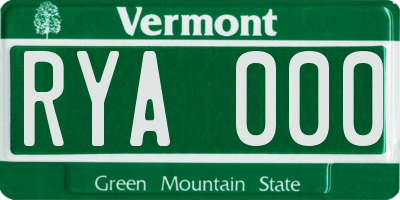 VT license plate RYA000
