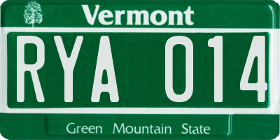 VT license plate RYA014