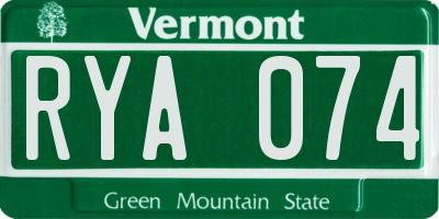 VT license plate RYA074