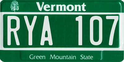 VT license plate RYA107