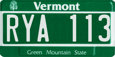 VT license plate RYA113