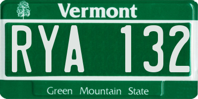 VT license plate RYA132