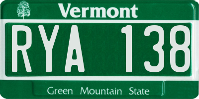 VT license plate RYA138