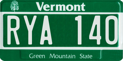 VT license plate RYA140