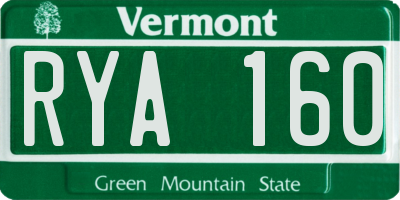 VT license plate RYA160