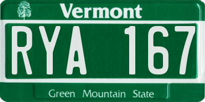 VT license plate RYA167