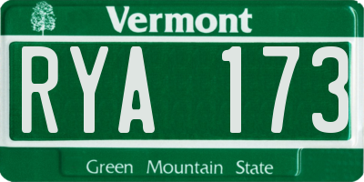 VT license plate RYA173